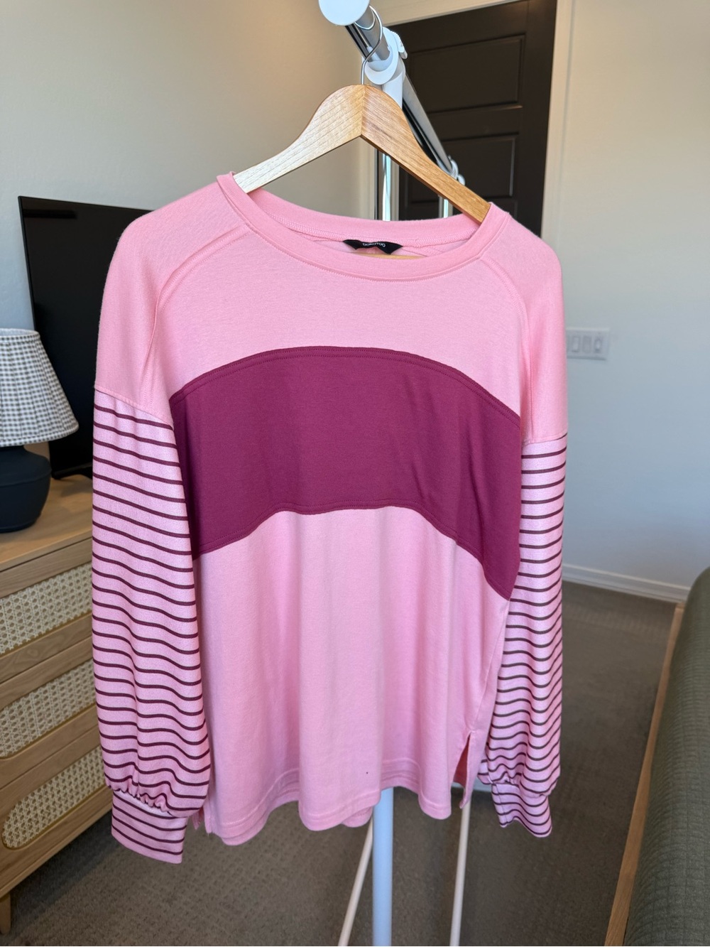 Women's Long Sleeve Pink & Berry Stripe Pullover Tee